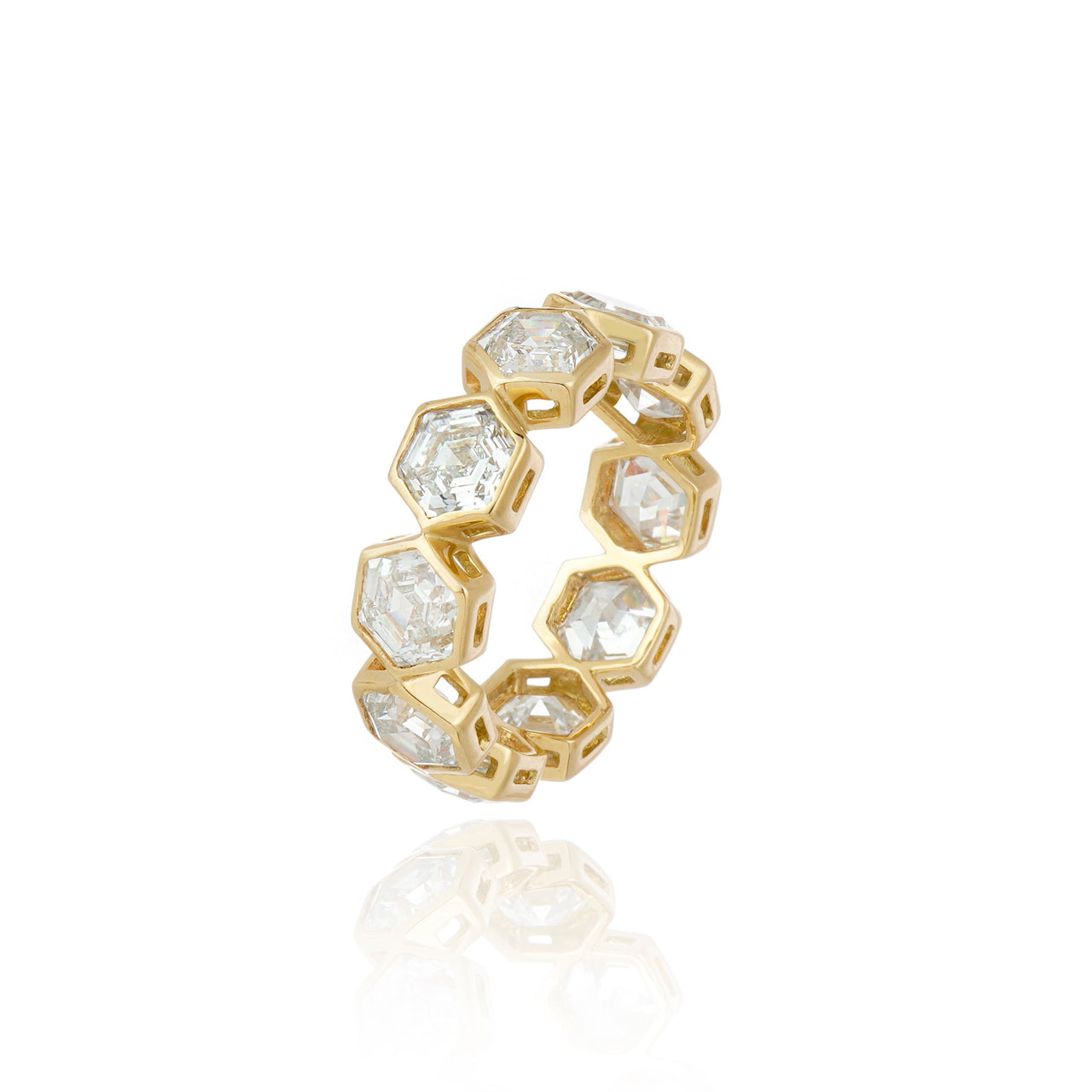 Anel Hexagonal (Ouro Amarelo) 10 Pedras — 5.23 ct